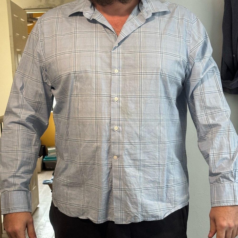 Joseph Abboud Light Blue Checkered Button Down